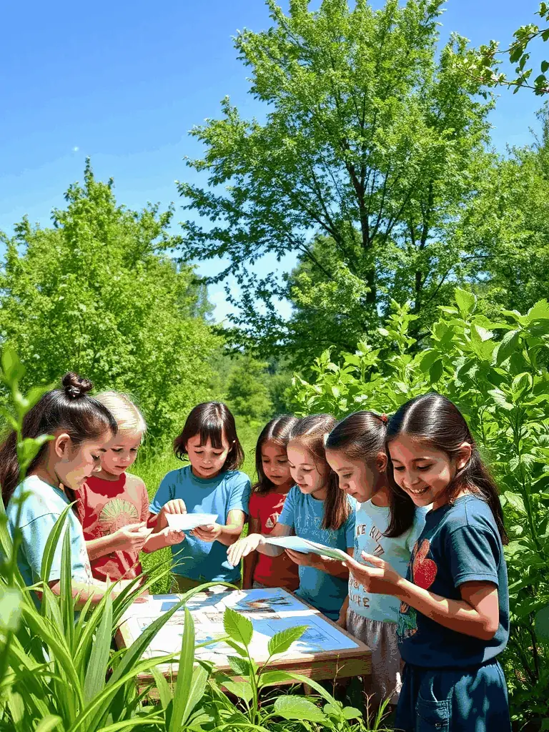 A photo of members engaging in a community outreach event, educating children about wildlife conservation and responsible hunting.